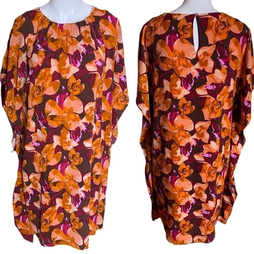 H by Halston Women Orange Casual Dress Size Small Orange Burgundy - Picture 2 of 8